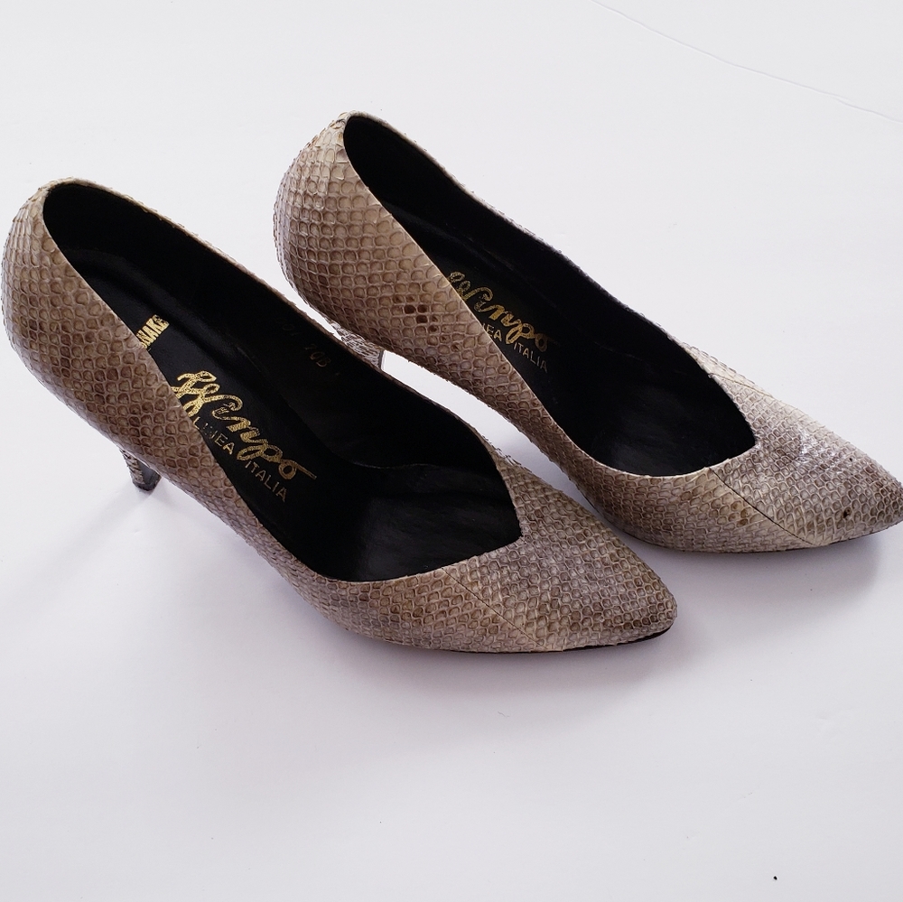 SALE Genuine Snake Skin Pointed Toe Shoes Size 7